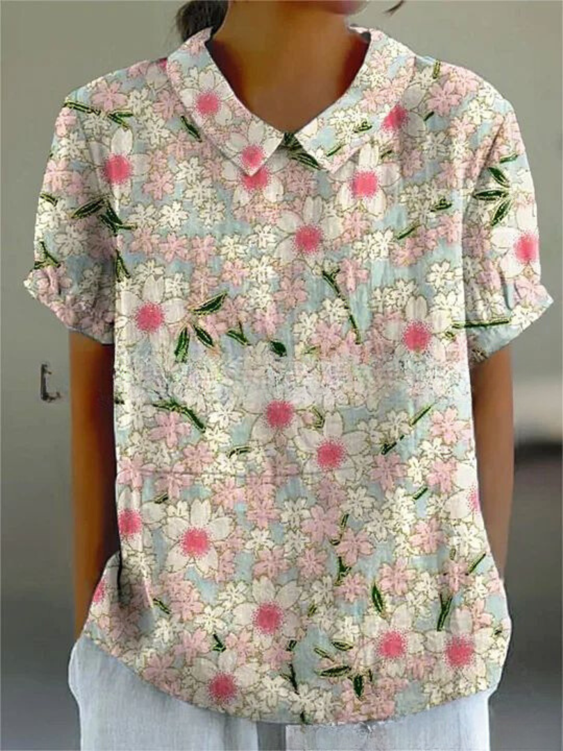 Lina | Blomstret linbluse