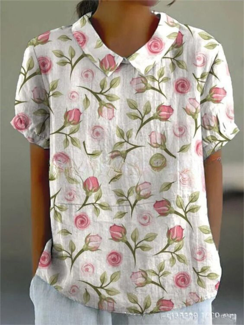 Lina | Blomstret linbluse