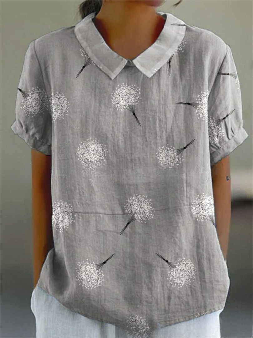 Lina | Blomstret linbluse