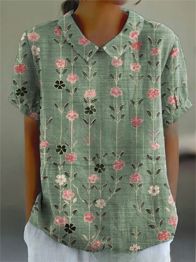 Lina | Blomstret linbluse
