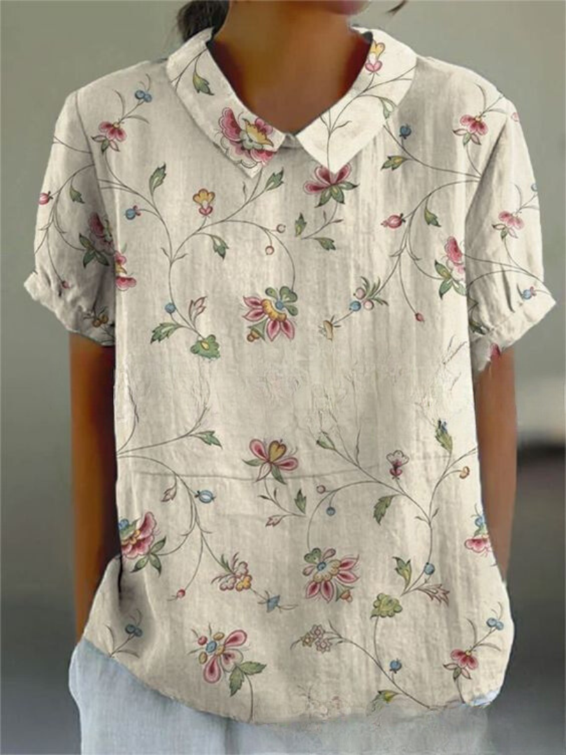 Lina | Blomstret linbluse