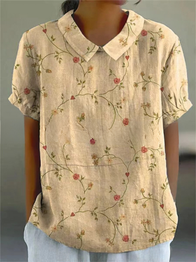 Lina | Blomstret linbluse