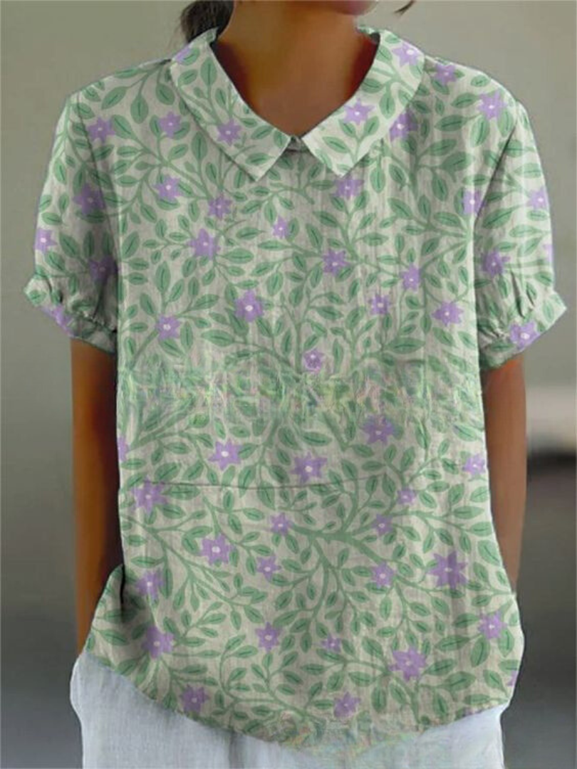 Lina | Blomstret linbluse