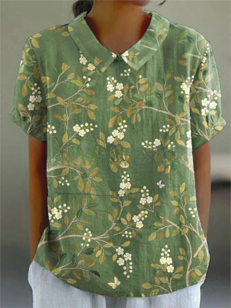 Lina | Blomstret linbluse