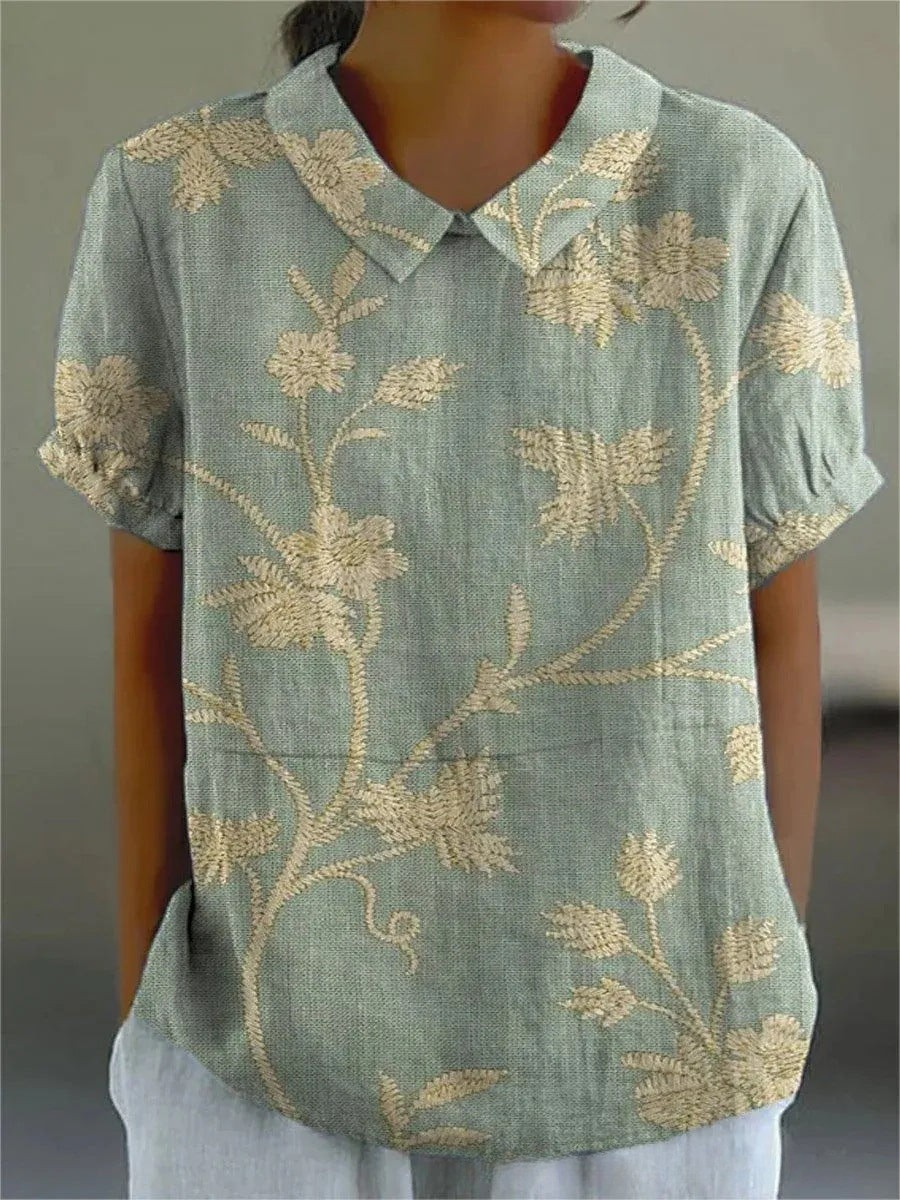 Lina | Blomstret linbluse