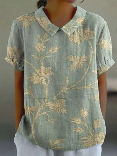 Lina | Blomstret linbluse