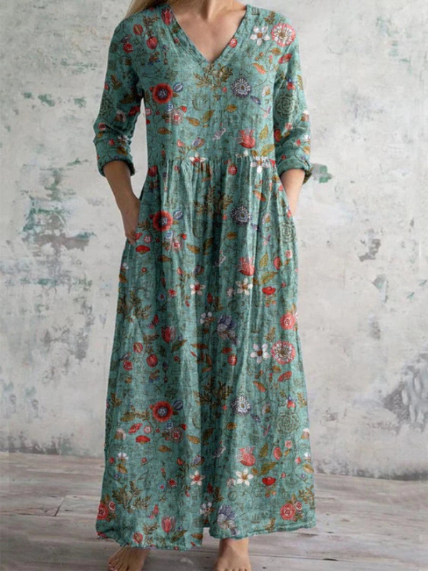 Giulia™ | Lang kjole med vintage blomstertrykk