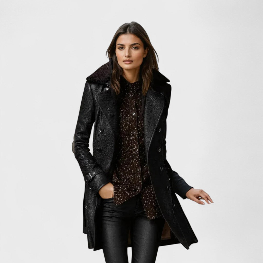 Marie - Elegant 3/4-kjerners skinnfrakk